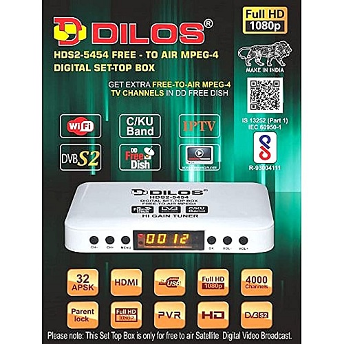 Dilos HDS2-5454 Full HD Free To Air Set Top Box, Free To Air Set Top Box