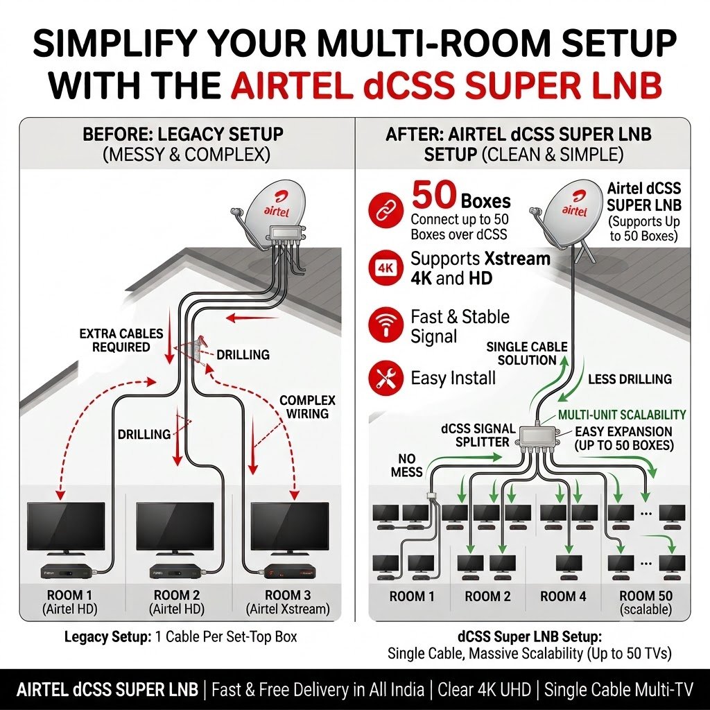 Original Airtel DCSS Super LNB For MDU Setup - Image 3