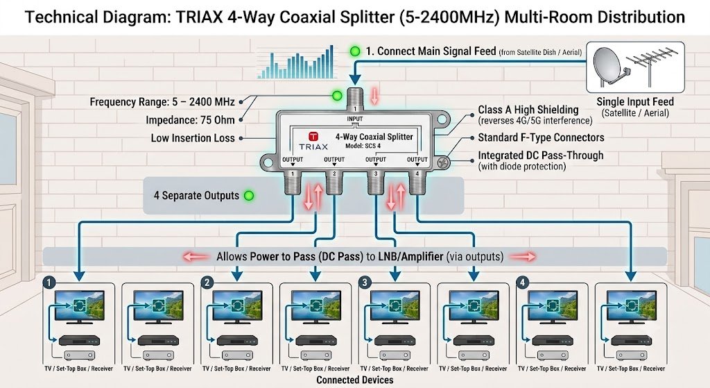 Triax 4way Splitter Diagram